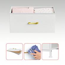 GipGiper 卧室梳妆台，4 个储物抽屉，高大的布艺衣柜收纳柜，塔式家具，带木质顶部金属框架，用于衣服返校宿舍收纳