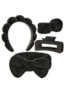 Bộ 6 món băng đô và băng đeo cổ tay SPA siêu mềm cao cấp, băng đô rửa mặt, băng đô trang điểm, băng đô chăm sóc da, băng đô mút xốp mềm mại, khăn bông thấm hút tốt, thích hợp cho chăm sóc da, tẩy trang, tắm, dành cho phụ nữ. - Nhiều màu - Xem 13