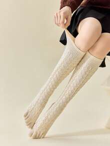 1/3/6 Pairs Women Solid Color Two-Toe Socks, Five-Finger Socks, Autumn/Winter Merino Color Versatile Mid-Calf Socks, Women Diamond Grid Toe Socks - Multicolor - View 5