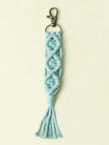 1 pieza Llavero de ganchillo de unicolor hecho a mano, manualidades DIY, llavero con borla trenzada, accesorio de estilo bohemio para bolso, ideas de regalo para el Día del Maestro, Navidad, accesorios para bolsos y coches, para amigos y hermanas - Multicolor - Ver 15
