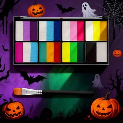 1 set de paleta de maquillaje para cara y Body a base de agua de 23 colores con pincel, adecuado para Halloween, Navidad, exposiciones, fiestas y otras actividades, fácil de lavar, inodoro