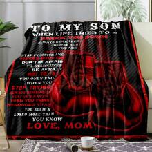 I'm Giving My Son A Fleece Blanket - A Heartwarming Design With Heartfelt Messages, A Heartfelt Message Design, Made With Love,Super Soft Flannel Printed  Blanket, As Birthday Gifts, Family, Wedding, Souvenir Blankets, Polyester Blankets Suitable For All Seasons, Washable, Machine Washable, Lightweight, Breathable, Comfortable, Warm, Unique, 280gsm For HimPersonalized Ideal Gifts For Her.  Perfect Nap, Camping, Travel, Home, Daily Life, Office Decoration, Birthday, Anniversary, Valentine's Day, Thanksgiving, Christmas, Halloween, Wedding, New Year Gifts ,Sofa,Bed,Car,Bedroom,Living Room,Office,  Outdoor Camping, Beach,Wall Decoration - 多色15 - 查看 4