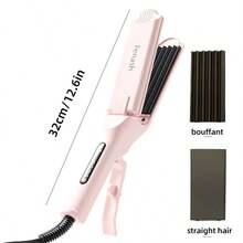 LUYAO 女士蓬松卷发棒，6齿波浪卷发造型工具，专业沙龙级温控卷发棒 - 美規A型插(110-127V) - 查看 12