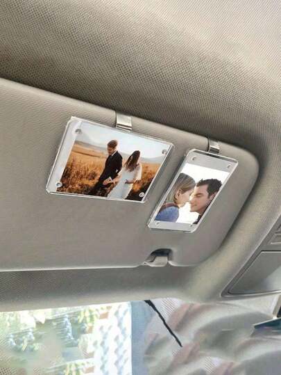 1pc New Magnetic Photo Clip For Car Sun Visor, Universal Acrylic Fridge Magnet Transparent Magnetic Instant Photo Frame, Car Sun Visor Photo Frame Clip, Personalized DIY Car Decor Photo Frame, Couple Gift, Pet Family Memorial Photo Frame Clip, Holiday Gift, Multiple Sizes Available
