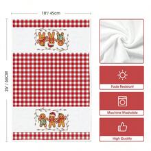 1 pieza/2 piezas/4 piezas Toalla de limpieza de cocina súper suave de microfibra con diseño de pan de jengibre, cuadros escoceses y rayas, de 45*66cm, decoración de cocina navideña, paño de platos, decoración navideña para el hogar, regalo de inauguración de casa para el baño
