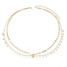 1pc New Arrival Gold Disc Tassel Waist Chain, Double Layer Tassel Chain Waist Decoration, Luxurious Body Chain - Multicolor - View 4