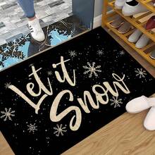 1 pièce Tapis de cuisine en gel de silice imprimé avec motif bonhomme de neige de Noël, tapis rectangulaire pour le salon, la chambre, le couloir, la salle de bain, la buanderie - en polyester, convient pour la décoration intérieure et extérieure de la maison - Multicolore - Voir 32