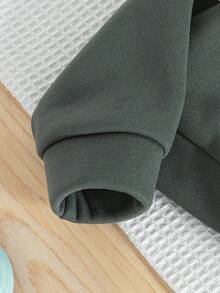 2pcs Tween Girls Casual Butterfly Print Dropped Shoulder Crew Neck Long Sleeve Sweatshirt And Pants Set, Thermal Lined Hoodie And Trousers Outfit, Autumn/Winter - Grey - View 5