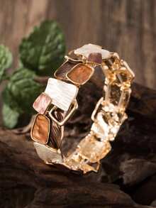 1 chiếc vòng tay co giãn bằng hợp kim kẽm hình học phong cách Bohemian cổ điển thanh lịch thời trang dành cho nữ, đa năng để đeo hàng ngày và tham dự các sự kiện trang trọng - Hình học 1 - Xem 12