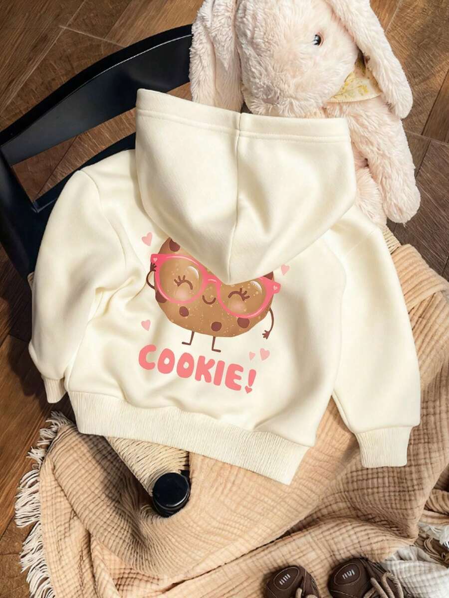 女婴保暖连帽卫衣，温暖舒适，适合秋冬季节，时尚百搭，室内外皆宜，深受宝宝喜爱。 - 杏色 - 查看 1