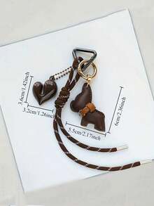 French Bulldog Heart Style Braided Rope Bag Pendant, PU Leather French Bulldog, Split Love Pendant Decoration, High Grade Contrast Color Bag Decoration, Pendant, Accessories, Car Pendant, Daily Necessities, Perfect Holiday Gift, Birthday Gift, For Lovers, Family, Friends, Best Friends, Heart To Heart, Colleagues, Great Holiday Or Women's Gift