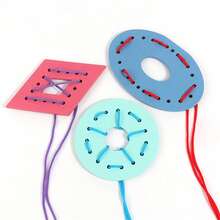 Wooden Geometric Shape Threading Toy, Colorful Educational Puzzle, 3-6 Years Old, Color And Shape Recognition Matching Game, Christmas & Birthday Gift, Mixed Colors, Educational Toys & Games