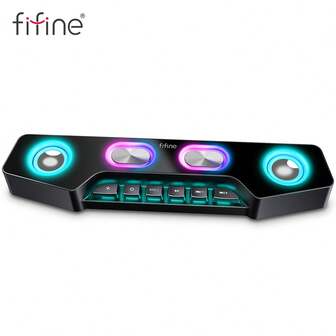  PC Speakers For Desktop, Bluetooth Computer Speakers Wireless For Gaming, Streaming, Party, E-Sport, RGB Loudspeaker With Aux-In Audio Jack, Controllable RGB, Volume Button-FIFINE A16