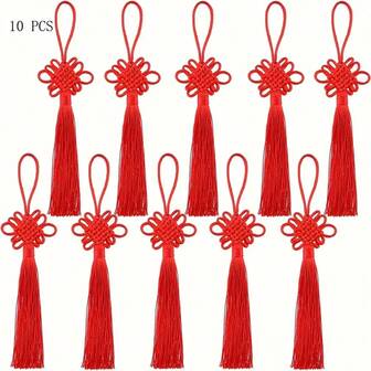 10pcs,Chinese Knots, Hand-Woven Pendants, Tassels And Tassels, Small Tassels, Gift Accessories, Pendants And Pendants