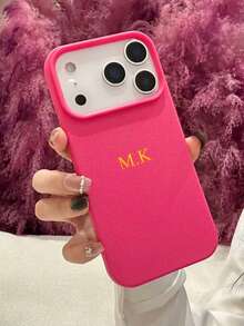 Funda personalizada con patrón de imitación de piel de lichi con elementos iniciales del alfabeto, compatible con iPhone 17, 16, 15, 14 Pro Max, 13, 12, 11 Plus, X, XS, XR. Gran regalo para cumpleaños, aniversario, boda, primavera, vacaciones para hombres, mujeres, padres - Naranja - Ver 9