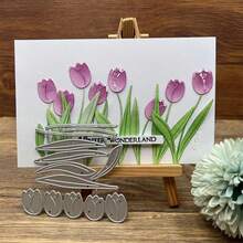 Tulip Flower Metal Die Cut - 1pc Silvery Stencil For DIY Scrapbooking, Embossing & Card Making
