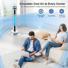 2025 New 3 In 1Tower Fan For Bedroom, Upgrated 6 Speeds Ultra-Quiet Floor Fan, 60° Oscillating Fans For Indoors With 28ft/S Velocity, Standing Fans, Bladeless Fan Powerful For Home Office Roomn - 查看 6
