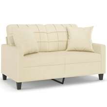 vidaXL 2-Sitzer-Sofa mit Zierkissen, creme, 120 cm, Kunstleder