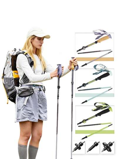 Naturehike قطعة واحدة عصا تسلق قابلة للطي من 5 أقسام، من ألياف الكربون T800، خفيفة الوزن وقابلة للحمل، معدات التخييم، ضروريات التخييم