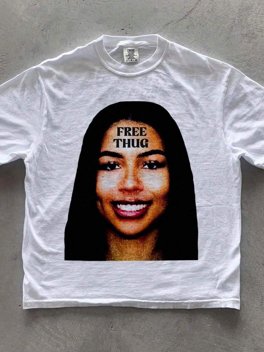 Women Men Mariah Scientist Rapper Young-Hop Tee Tshirt, Women Tee Classic Thugs Print Round Neck Short Sleeve-Shirt Y2K Vintage Streetwear Graphic Oversized Cotton Women Tops - 白色 - 查看 1