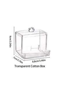 Caja de almacenamiento transparente para el baño, 4 paquetes de cajas de almacenamiento para el baño con tapa, soporte cuadrado pequeño para hisopos, diseño apilable, perfecto para almacenar hilo dental, sales de baño, bolas, etc.