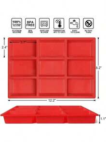 New 1pc Silicone Mini Loaf Pans, Silicone Baking Mold, Non-Stick Mini Bread Pans, 9 Cavities Silicone Bread Baking Mold, Perfect For Mini Loaf, Cake, Bread And Meatloaf, Cake, Brownie, Heat-Resistant Manual Baking Molds For Birthday, Party - Rectangle Shaped Silicone Mold For Soap Making And Desserts - Red - View 7