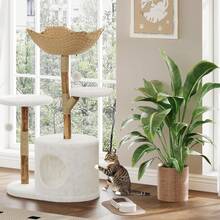 Wooden Cat Tree, Play Tower With Sisal Scratching Posts, Cat House, Perch On Top, Plush Jumping Platform, Play Ball, Sturdy Cat Activity Center For House Cats And Kittens - 白色-B - 查看 2