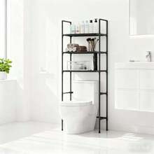 Floor Standing Storage Rack Without Holes Laundry Rack For Bathroom Increases Space Saving Multi Story Bathroom Storage Racks - 黑色 - 查看 1