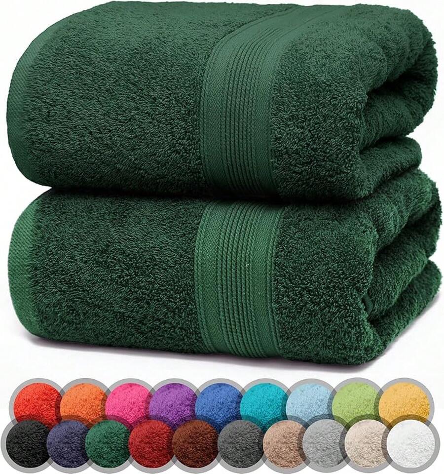 NatureMark 2 Pack Shower Towels Premium Quality 70 X 140 Cm Shower Towel Double Pack, 70 X 140 CM - Dark Green - View 1