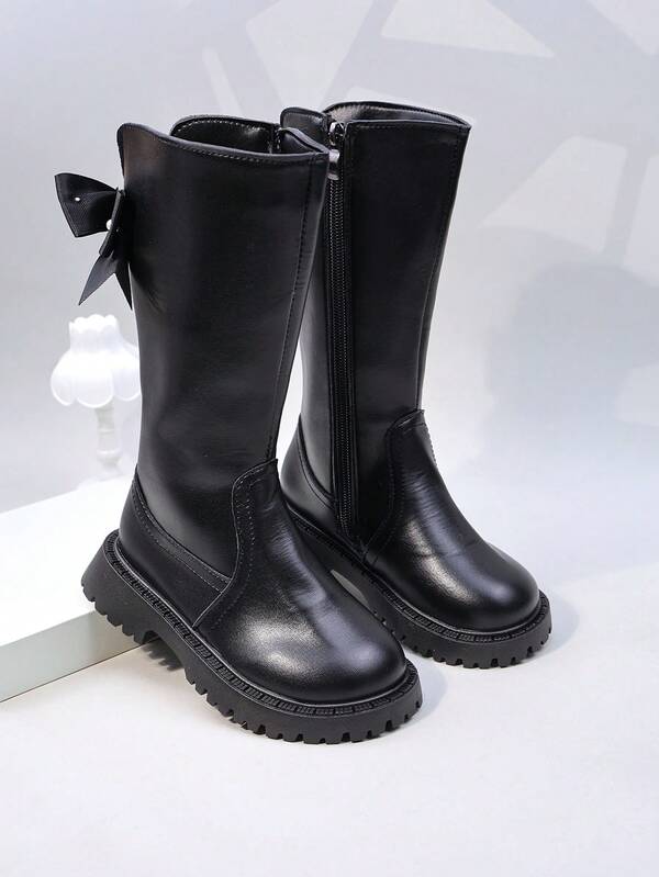 Süße Kinder Stiefel mit Schleife, hohe Mädchen Röhrenstiefel, Kleinkind- & Kinderstiefel mit dicker Sohle, Prinzessin Hohe Stiefel, warme Winterstiefel für Schnee