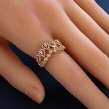 1 szt. luksusowy pierścionek z koroną w stylu vintage, elegancki pierścionek niszowy dla kobiet