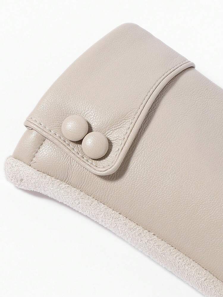 女士秋冬季保暖手套，防水触屏，保暖内衬，防风PU皮手套，适合骑行、驾驶 - 彩色 - 查看 4