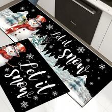 1 pièce Tapis de cuisine en gel de silice imprimé avec motif bonhomme de neige de Noël, tapis rectangulaire pour le salon, la chambre, le couloir, la salle de bain, la buanderie - en polyester, convient pour la décoration intérieure et extérieure de la maison - Multicolore - Voir 24