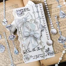 15pcs/Pack Gemstone & Faux Pearl Chain Themed Stickers For Scrapbooking, Creative Aesthetic Sticker Decals, DIY Decorative Craft Materials, Holiday Gifts, Personalized Scrapbook School Supplies Scrapbook Supplies Stationery Funny Stickers Laptop Stickers Kindle Phone Stickers - View 6