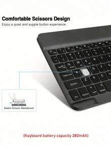 10-Inch Wireless Backlit Mini Silent Notebook Laptop Tablet Wireless Lithium-Ion Battery Keyboard, Dual-Mode Illuminated Wireless Charging Mouse, Compatible With 3 Systems (Keyboard Battery Capacity: 280mAh)