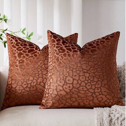 1pc Soft & Comfortable Sewn-Edge Double-Sided Chenille Pillow Cover (Filling Not Included), Farmhouse Textured Velvet Cushion Cover, Square Decorative Pillow Sham Suitable For Sofa, Bed, Bedroom, Holiday, Party, Gift, Applicable For All Seasons