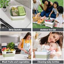 Collapsible Dish Basin With Drain, 9L2.4Gal Capacity, Space Saving Portable Sink Bottle, Kitchen, Camping RV, Gray - 綠色 - 查看 7