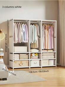 1pc Portable Wardrobe Closet, Sturdy & Durable Fabric Clothes Rack For Bedroom, Rental House, Dorm, Dust-Proof Storage Organizer