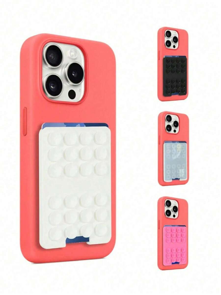 1个硅胶吸盘，方形硅胶吸盘手机壳后盖，信用卡槽支架，大号硅胶吸盘手机支架，兼容、安卓手机，生日礼物，送给家人朋友的手机支架，手机配件 - 彩色 - 查看 1