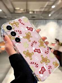 Funda para  con diseño de árbol de Navidad y hombrecito de jengibre, apta para los modelos  16E/15/14/13/12/11/PRO/PLUS/PROMAX/MINI. Compatible con las series  S/A/M/NOTE,  S/G/EDGE/E, Transsion SPARK/HANTOM/CAMON/INFINIX, las series Honor 400/PLAY/X/Y, las series OPPO Reno/A/F y los modelos de las series  14/Redmi/POCO/NOTE. Transparente, sencilla, elegante y duradera, fabricada con material TPU protector. Perfecta para San Valentín, Halloween, Navidad y otras ocasiones festivas: una opción ideal para uso personal o para regalar. - transparente - Ver 6