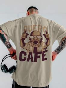 Over Quero Café Streewear Unisex T-Shirt Ref4014 - 卡其色 - 查看 1