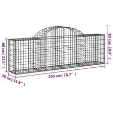 vidaXL Gabione Mit Hochbogen 200x30x60/80 Cm, Verzinktes Eisen - Silber - Übersicht 5