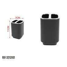 Juego de 6 piezas de accesorios de baño multifuncionales de plástico, que incluye portacepillos de dientes, vaso para enjuague bucal, dispensador de jabón, jabonera, cepillo de baño y papelera. Decoración de baño para el hogar. Accesorios de baño adecuados como regalo para el hogar, cumpleaños, San Valentín, Navidad, mejor amigo, mamá, esposa, hija, novia, compañera de trabajo. - Negro - Ver 8