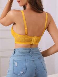 Sujetador con aros de encaje sexy, sujetador de soporte elástico de encaje para mujer, una pieza