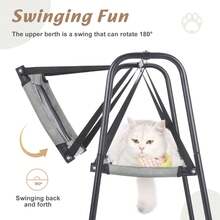 Wedyvko Double-Layer Cat Bed With Sturdy Frame - Adjustable 30lb Capacity, Perfect For Cats, SmallDogs, And Rabbits - Suspended Design For Easy Access -Ideal For Living Room, Bedroom, Or Pet Play Area - Màu xám đen - Xem 2