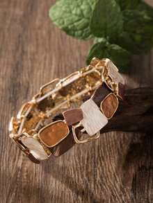 1 chiếc vòng tay co giãn bằng hợp kim kẽm hình học phong cách Bohemian cổ điển thanh lịch thời trang dành cho nữ, đa năng để đeo hàng ngày và tham dự các sự kiện trang trọng - Hình học 1 - Xem 10