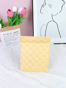 1pc Folding Rhombus Makeup Mirror, Elegant Minimalist Style For Bedroom Vanity Table, PU Material,Cheap,Stocking Stuffers,Makeup,Makeup Tools,Cheap Stuff,Gifts,Gifts For Women,Christmas Gifts