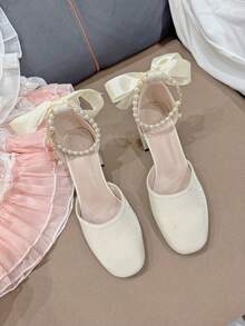 Décolleté con punta quadrata e tacco medio, comodi e versatili per adolescenti, adatti per tutte le stagioni, per uso quotidiano e per andare al lavoro - Albicocca - Visualizzare 6