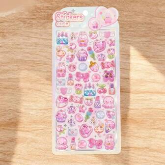 YTES 3D Relief Gel Stickers - Self-Adhesive Cute Fresh Cartoon Bunny Crystal Bubble Foam Stickers, Ideal For Journal Decoration & Small Reward GiftsYTES 3D Bunny Crystal Relief Stickers - Self-Adhesive Cute Fresh Gel Foam Stickers, Ideal For Journal Decoration & Small Gifts