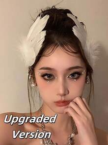 2个优雅羽毛发夹 - 珍珠羽毛设计，浪漫发夹，新娘头饰，公主舞会发饰，芭蕾舞风格羽毛发夹，适合女性和女孩，舞蹈表演，新娘，角色扮演，派对，也是送给家人和朋友的完美礼物，情人节配饰，婚礼发饰 - 彩色 - 查看 18